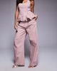 ASOS LUXE ASOS LUXE pearl embellished cotton twill barrel pants in pink - part of a set - 3