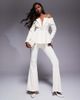 ASOS LUXE ASOS LUXE pearl embellished off shoulder tailored blazer in cream - part of a set-White - 2