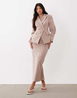 ASOS LUXE ASOS LUXE pencil midi skirt in pink plaid - part of a set