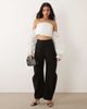 ASOS LUXE ASOS LUXE pleated bandeau long sleeve top in white - 2