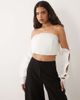ASOS LUXE ASOS LUXE pleated bandeau long sleeve top in white - 4