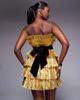 ASOS LUXE ASOS LUXE pleated bandeau mini dress with velvet belt in gold - 4