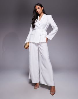 ASOS LUXE ASOS LUXE pleated summer pants in white - part of a set