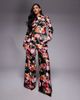 ASOS LUXE ASOS LUXE pleated wide leg PU pants in floral print - part of a set-Multi - 1