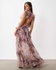 ASOS LUXE ASOS LUXE plunge maxi dress with ruched chiffon detail & open back in abstract print-Multi - 1