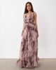 ASOS LUXE ASOS LUXE plunge maxi dress with ruched chiffon detail & open back in abstract print-Multi - 2