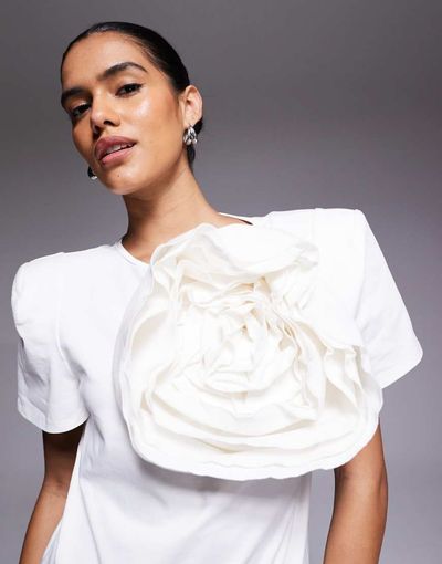 ASOS LUXE ASOS LUXE premium corsage t-shirt in white