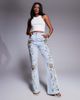 ASOS LUXE ASOS LUXE premium embellished gold denim jeans in mid wash blue - 1