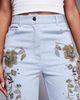 ASOS LUXE ASOS LUXE premium embellished gold denim jeans in mid wash blue - 4