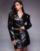 ASOS LUXE ASOS LUXE PU croc cropped blazer in black - part of a set - 1
