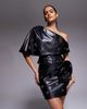 ASOS LUXE ASOS LUXE PU mini skirt with embellishment and corsage in black - 1