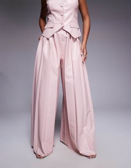 ASOS LUXE ASOS LUXE PU pleated pants in dusky pink - part of a set
