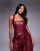 ASOS LUXE ASOS LUXE PU vest in dark cherry - part of a set-Red - 1