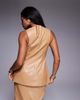 ASOS LUXE ASOS LUXE PU vest with 3D flowers in tan - part of a set-Brown - 4