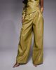 ASOS LUXE ASOS LUXE PU wide leg pleated pants in olive green - part of a set - 2