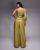 ASOS LUXE ASOS LUXE PU wide leg pleated pants in olive green - part of a set - 4