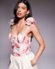 ASOS LUXE ASOS LUXE Ruched corset top with flower strap detail in blurred floral-Multi - 1