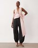 ASOS LUXE ASOS LUXE satin bow plunge cropped top in light pink - 1