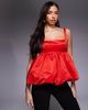 ASOS LUXE ASOS LUXE satin bubble peplum hem cami top in red - 1
