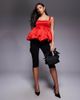 ASOS LUXE ASOS LUXE satin bubble peplum hem cami top in red - 2