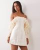 ASOS LUXE ASOS LUXE satin structured mini dress with disc sleeve in cream-WHITE - 1