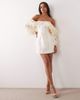 ASOS LUXE ASOS LUXE satin structured mini dress with disc sleeve in cream-WHITE - 2