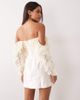 ASOS LUXE ASOS LUXE satin structured mini dress with disc sleeve in cream-WHITE - 4