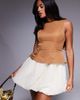 ASOS LUXE ASOS LUXE sculpted bow back mini dress with bubble hem in camel-Neutral - 1