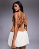 ASOS LUXE ASOS LUXE sculpted bow back mini dress with bubble hem in camel-Neutral - 2