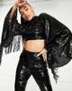 ASOS LUXE ASOS LUXE sequin fringe sleeve top with open back in black - part of a set - 4