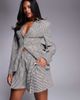 ASOS LUXE ASOS LUXE sequin houndstooth flippy shorts in chocolate - part of a set-Brown - 2