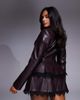 ASOS LUXE ASOS LUXE short with lace detail in chocolate PU - part of a set-Brown - 4