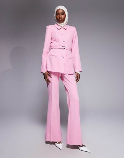 ASOS LUXE ASOS LUXE straight pants in pink - part of set
