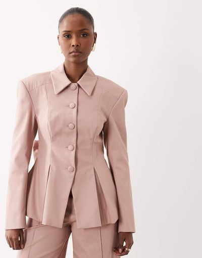 ASOS LUXE ASOS LUXE structured blazer with bow back in pink - part of a set