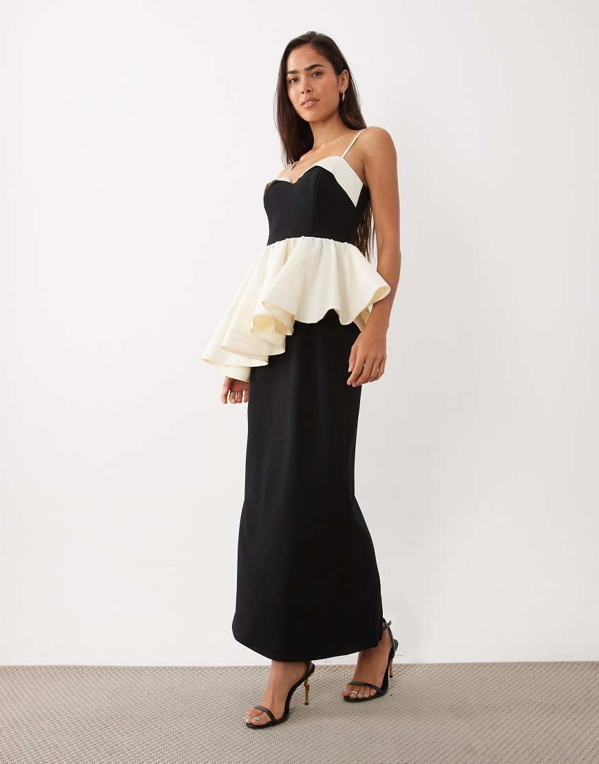 asos black and white maxi dress LUXE Long sleeve maxi