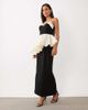 ASOS LUXE ASOS LUXE structured contrast maxi dress with peplum detail in black and off white - 1