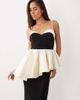 ASOS LUXE ASOS LUXE structured contrast maxi dress with peplum detail in black and off white - 2