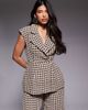 ASOS LUXE ASOS LUXE structured houndstooth vest in chocolate - part of a set-Multi - 1