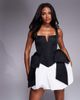 ASOS LUXE ASOS LUXE structured mini bow dress with bubble hem in mono-Black - 3