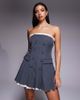 ASOS LUXE ASOS LUXE tailored bandeau blazer mini dress with pleated poplin in gray - 2
