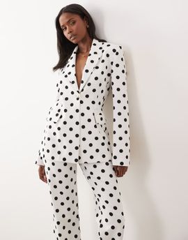 ASOS LUXE ASOS LUXE tailored blazer in polka dot print - part of a set-Multi