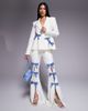 ASOS LUXE ASOS LUXE tailored blazer with denim bows in cream - part of a set-White - 4