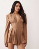 ASOS LUXE ASOS LUXE tailored romper in tan pinstripes-Multi - 2
