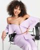 ASOS LUXE ASOS LUXE tailored top with frill overlay in lilac - part of a set-White - 1