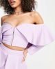 ASOS LUXE ASOS LUXE tailored top with frill overlay in lilac - part of a set-White - 4