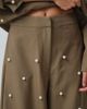 ASOS LUXE ASOS LUXE tailored trouser with pearl embellishment in khaki-Green - 3