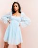 ASOS LUXE ASOS LUXE tulle baby doll dress with pearl embellishment in blue - 1