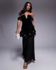 ASOS LUXE ASOS LUXE velvet off shoulder maxi dress with corsages in black - 1