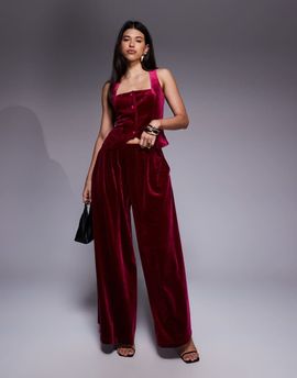 ASOS LUXE ASOS LUXE velvet pleated pants in pink - part of a set