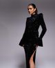 ASOS LUXE ASOS LUXE velvet sequin maxi dress with draped waist in black - 2